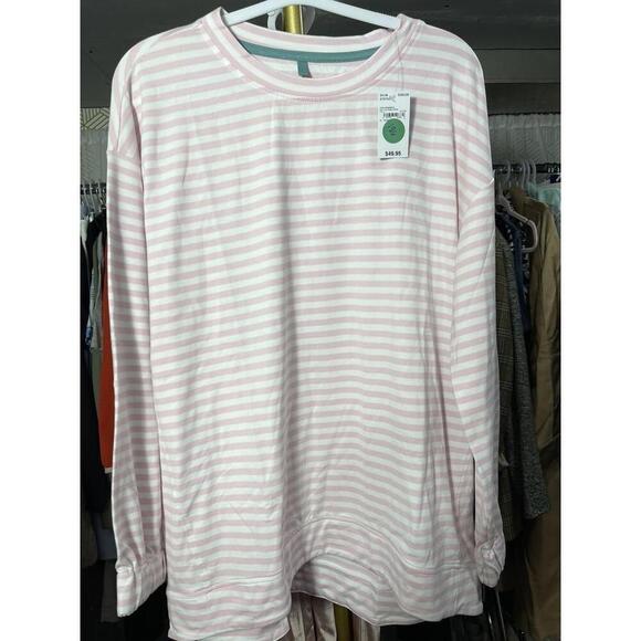 Lands' End Other - NWT LANDS' END Women's pink/white striped Knit Pajama Top Sz M 10-12 MSRP $49.95